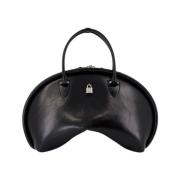 Zwarte leren schoudertas met bovenhandvatten Acne Studios , Black , Da...