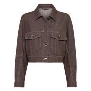 Denim-effect twill buitenkleding jas met monili Brunello Cucinelli , B...