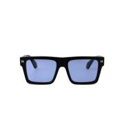 Zonnebril met Vierkante Montuur Blauwe Lens Off White , Black , Heren