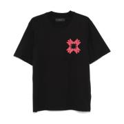 Zwart Katoenen T-shirt met Appliqué Logo Amiri , Black , Heren