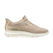 Beige Casual Textiel Sneakers met 3 cm Rubberen Zool Geox , Beige , Da...