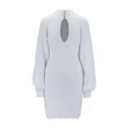 Korte jurk met hoge hals Elisabetta Franchi , White , Dames