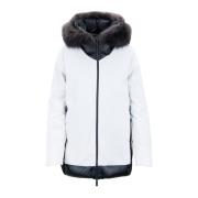 Dames Donsjas met Bont Capuchon RRD , White , Dames