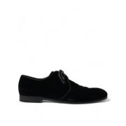 Elegante Zwarte Fluwelen Derby Schoenen Dolce & Gabbana , Black , Here...