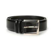 Elegante Leren Riem, Vierkante Metalen Gesp Orciani , Black , Unisex