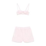 Roze elastische tailleband jurk knoopsluiting Philosophy di Lorenzo Se...