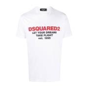 Logo Bedrukt T-Shirt - Wit Dsquared2 , White , Heren