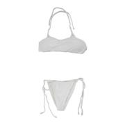 Kanten Bandeau Bikini Set F**k , White , Dames