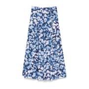 Indigo Blauw Grafische Print Midi Rok Erdem , Blue , Dames