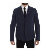 Elegante Blauwe Katoenmix Blazer Jas Dolce & Gabbana , Blue , Heren