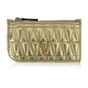 Gouden Gelamineerde Ritsportemonnee Versace , Yellow , Dames