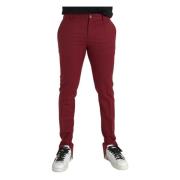 Rode Wol Slim Fit Jurk Broek Dolce & Gabbana , Red , Heren