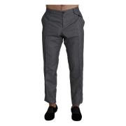 Elegante grijze Slim Fit Pantalon Dolce & Gabbana , Gray , Heren