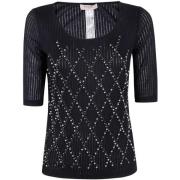 Zwart Diamantpatroon Logo Shirt Twinset , Black , Dames