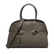 Luxe Groene Handtas Met Bovenhandvat Salvatore Ferragamo , Green , Dam...