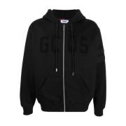 Zwarte hoodie met rits Gcds , Black , Heren