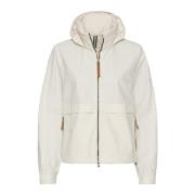 Off White Blouson Jack met Capuchon Camel Active , White , Dames