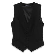 Zwart Vest Mouwloos Modieus Stijlvol Dolce & Gabbana , Black , Dames