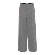 Herringbone Jacquard Broek Zwart/Wit Ichi , Gray , Dames