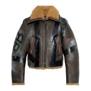 Shearling jas met vintage effect Balenciaga , Brown , Dames