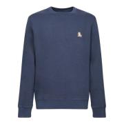 Blauwe Sweatshirt met Borstbadge Maison Kitsuné , Blue , Heren