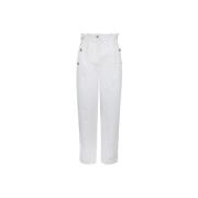 Gouden Detail Rits Knoop Damesbroek Elisabetta Franchi , White , Dames