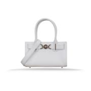 Leren Dames Schoudertas Magnetische Sluiting Versace , White , Dames