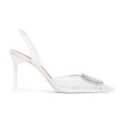 Witte Pumps voor Vrouwen Elegante Stijl Amina Muaddi , Gray , Dames