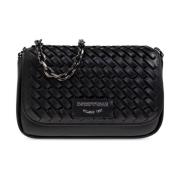 Schoudertas met decoratief vlechtwerk Emporio Armani , Black , Dames