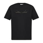 T-shirt met geborduurd logo Lanvin , Black , Heren