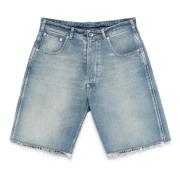 Blauwe Katoenen Shorts Rechte Pijp Maison Margiela , Blue , Heren