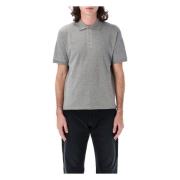 Grijze Melange Piqué Polo Shirt Saint Laurent , Gray , Heren