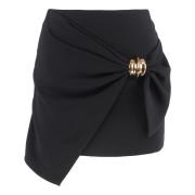 Gedrapeerde Mini Rok Asymmetrische Zoom Elisabetta Franchi , Black , D...