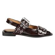 Bordeaux Slangenprint Dames Ballerina's Ganni , Brown , Dames