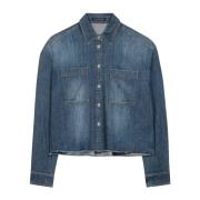 Denim overhemd met rafelige zoom Luisa Cerano , Blue , Dames