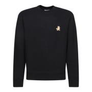 Zwarte Sweatshirt met Speedy Fox Patch Maison Kitsuné , Black , Heren