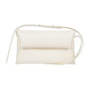 Kleine leren crossbody tas met reliëflogo Jil Sander , White , Dames