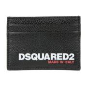 Stijlvolle leren portemonnee voor mannen Dsquared2 , Black , Heren