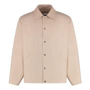 Katoenen jas met contrasterend logo Jil Sander , Beige , Heren