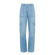 Heldere Blauwe Cargo Denim Broek Elisabetta Franchi , Blue , Dames