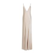 Zijden Jurk Saint Laurent , Beige , Dames