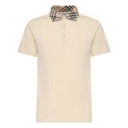 Beige T-shirts en Polos met Contrast Kraag Burberry , Beige , Heren