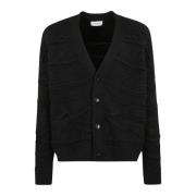 Jacquard Cardigan Sweater Laneus , Black , Heren