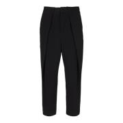 Wollen broek met geplooide zoom Balmain , Black , Heren