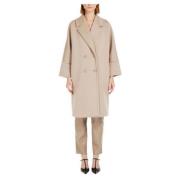 Bruine Double-Breasted Midi Jas Max Mara Studio , Brown , Dames