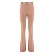 Wijd uitlopende broek met satijnen strik Elisabetta Franchi , Pink , D...