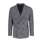 Dubbelborst Houndstooth Blazer Grijs Tagliatore , Gray , Heren