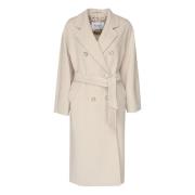 Beige Wol Kasjmier Dubbel-Breasted Jas Max Mara , Beige , Dames