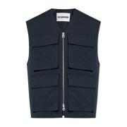 Vest met zijdeafwerking Jil Sander , Black , Heren