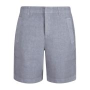 Blauwe Linnen Bermuda Shorts Eleventy , Blue , Heren